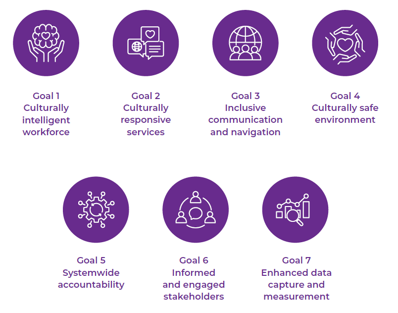The seven goals of the SMHS Multicultural Action Plan 2026-2030